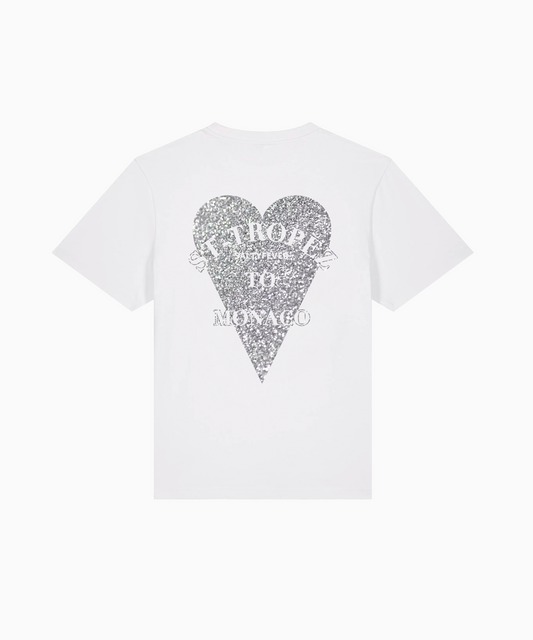 T-SHIRT BLANC GLITTER ARGENTÉ