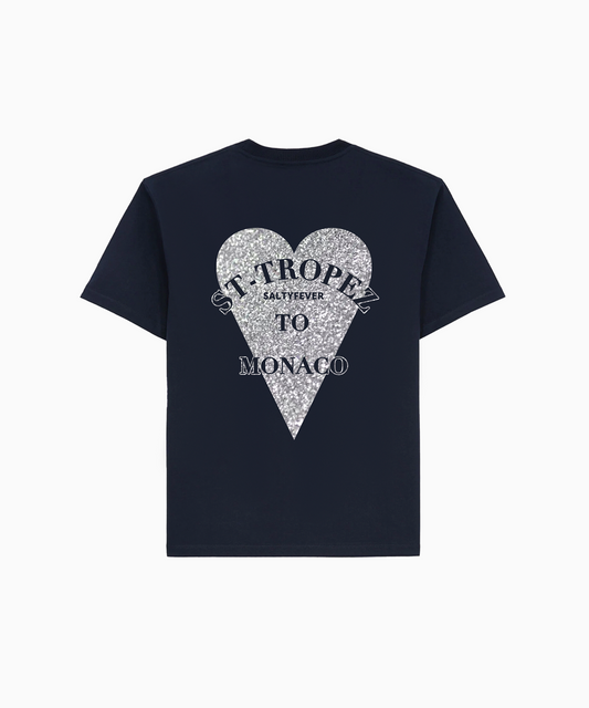 T-SHIRT NAVY GLITTER ARGENTÉ
